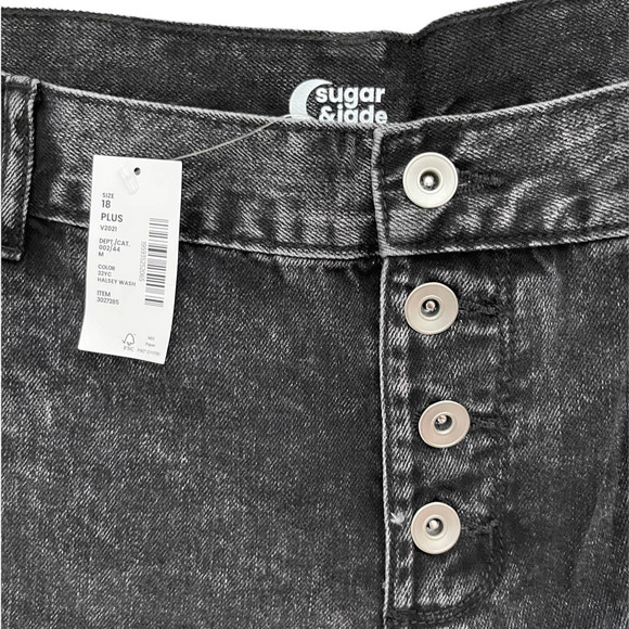 Sugar & Jade Girls Button Front High Rise Girlfriend Denim Straight Jeans - Picture 5 of 9